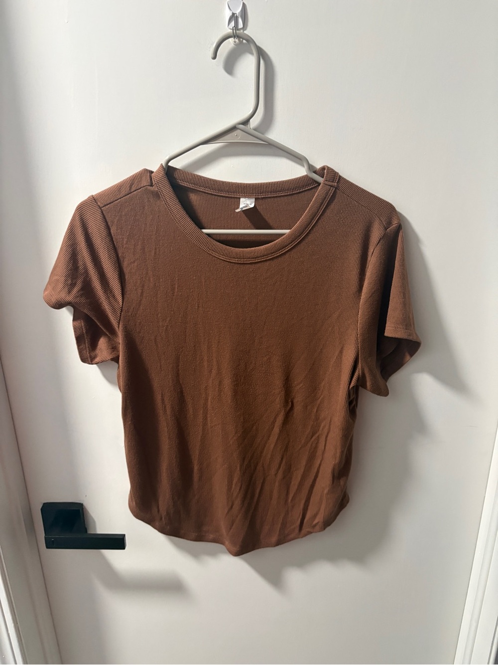 Old Navy Brown Women's Short Sleeve Ribbed Crewneck Top